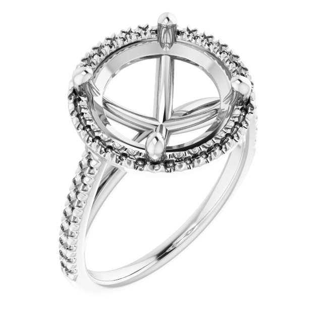 French-Set Halo-Style Engagement Ring