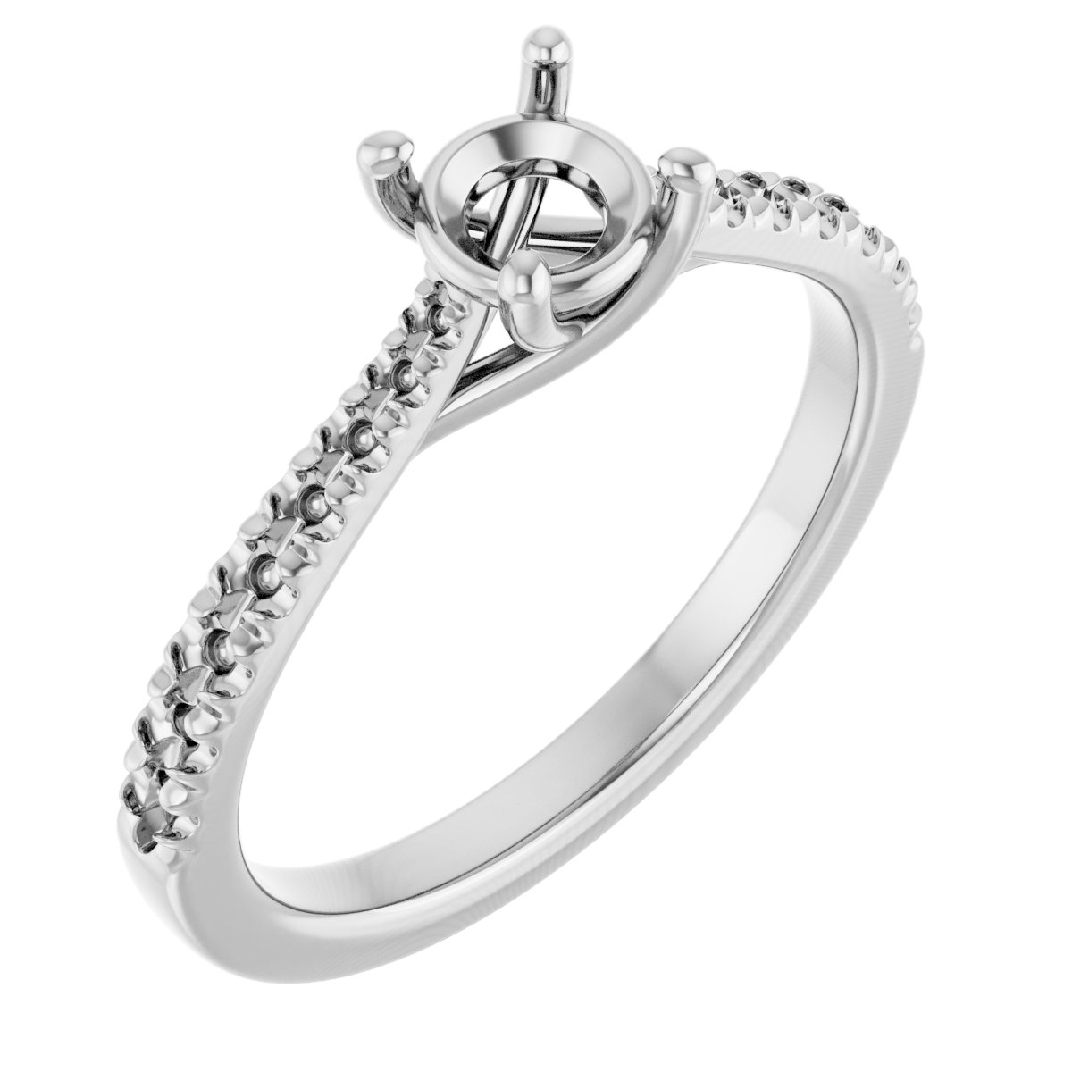 French-Set Accented Engagement Ring