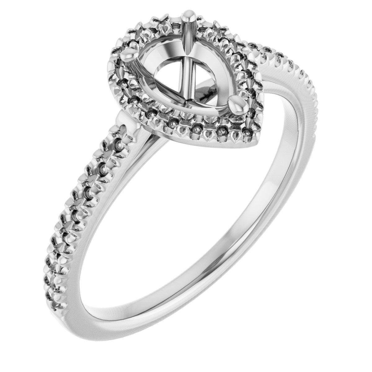 French-Set Halo-Style Engagement Ring