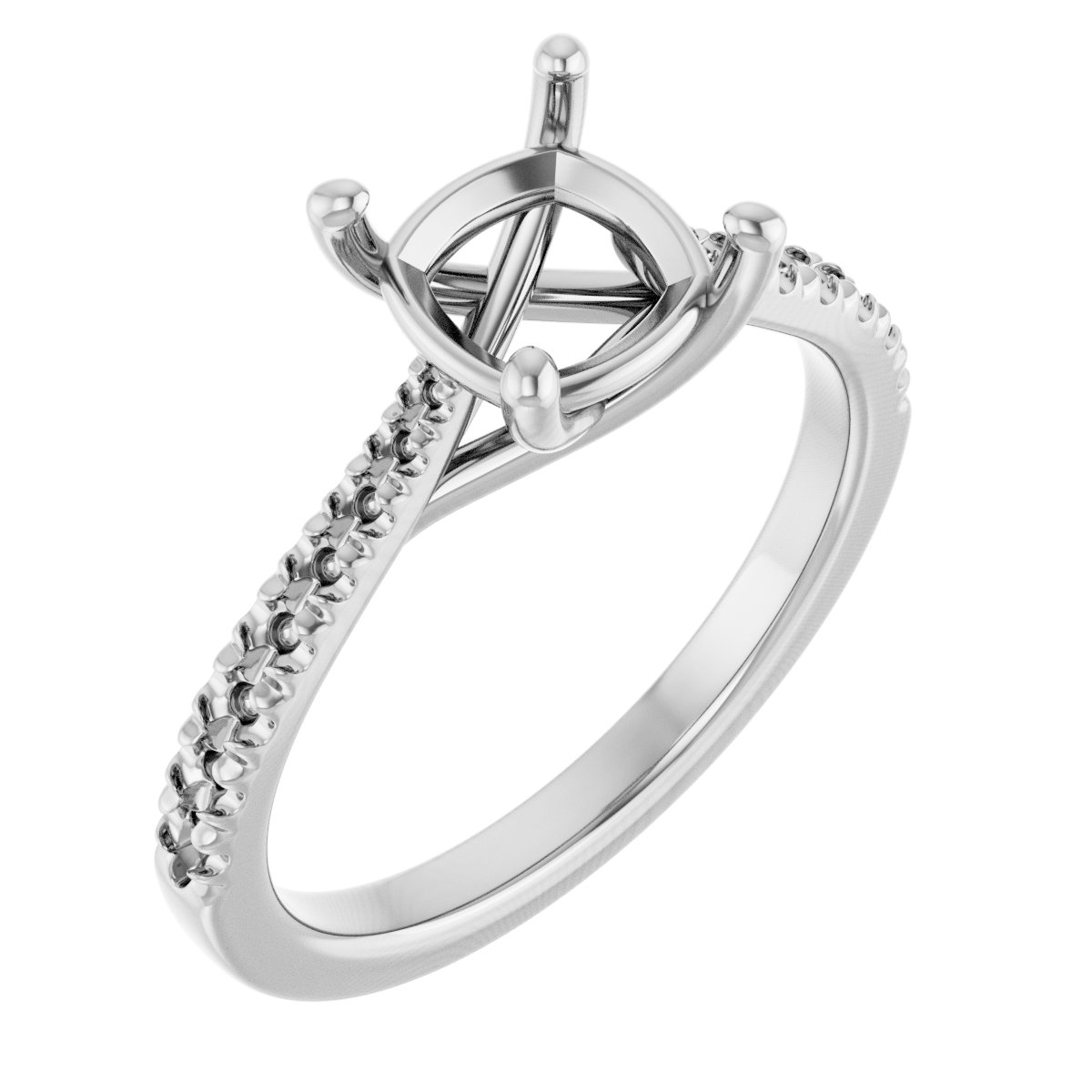 French-Set Accented Engagement Ring