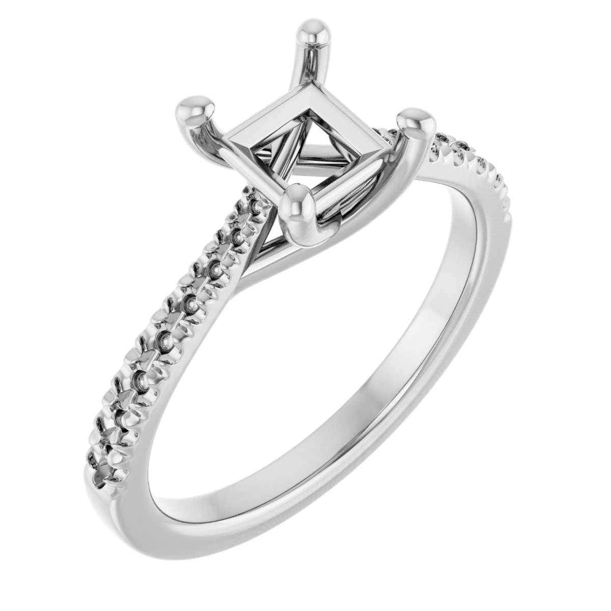 French-Set Accented Engagement Ring