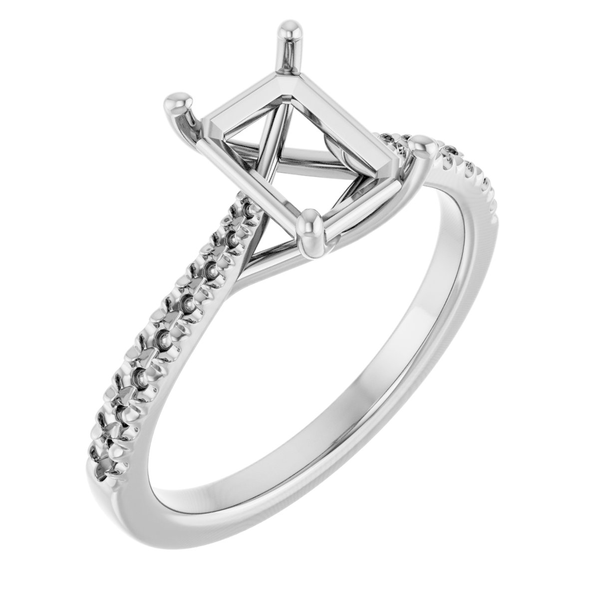 French-Set Accented Engagement Ring