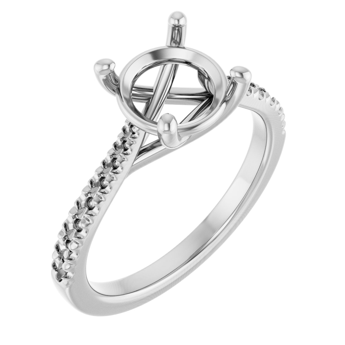 French-Set Accented Engagement Ring