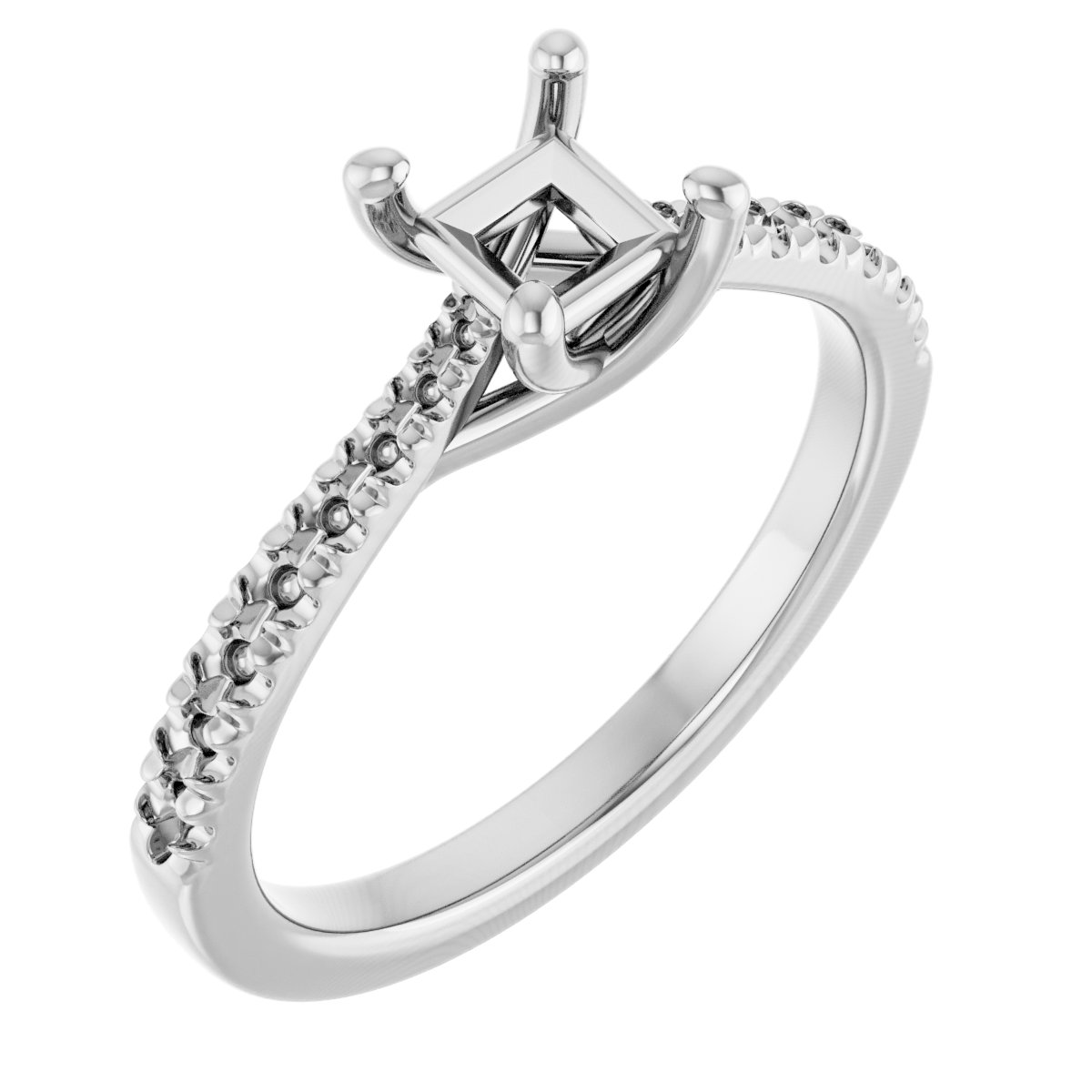 French-Set Accented Engagement Ring