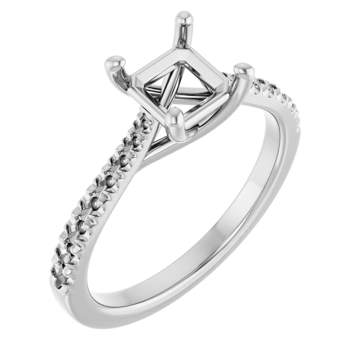 French-Set Accented Engagement Ring