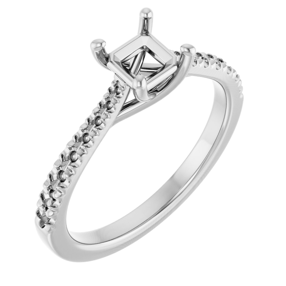 French-Set Accented Engagement Ring