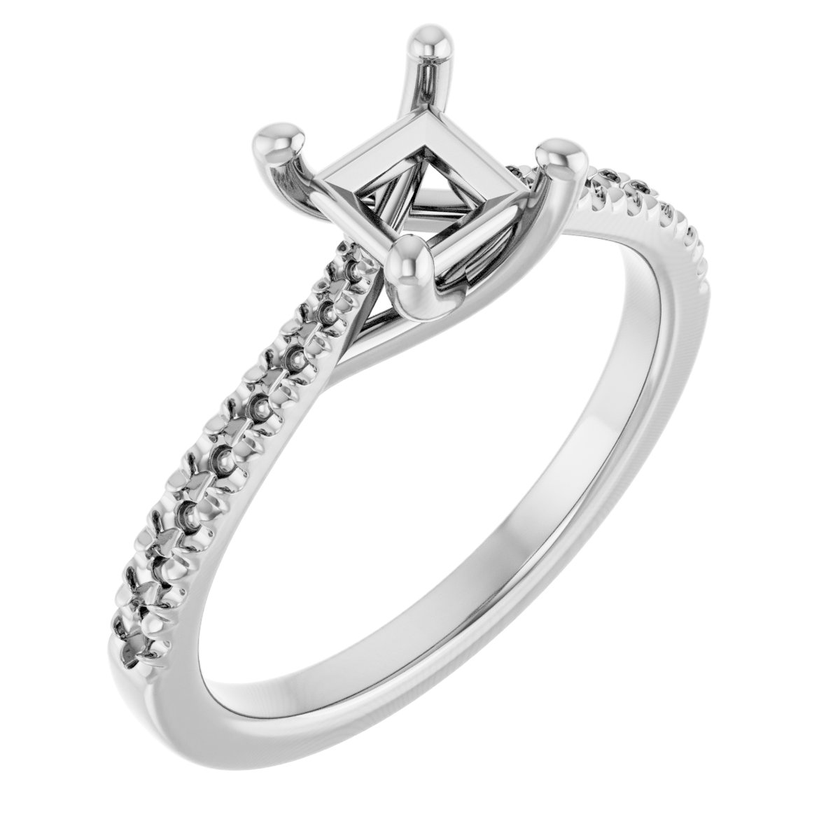 French-Set Accented Engagement Ring