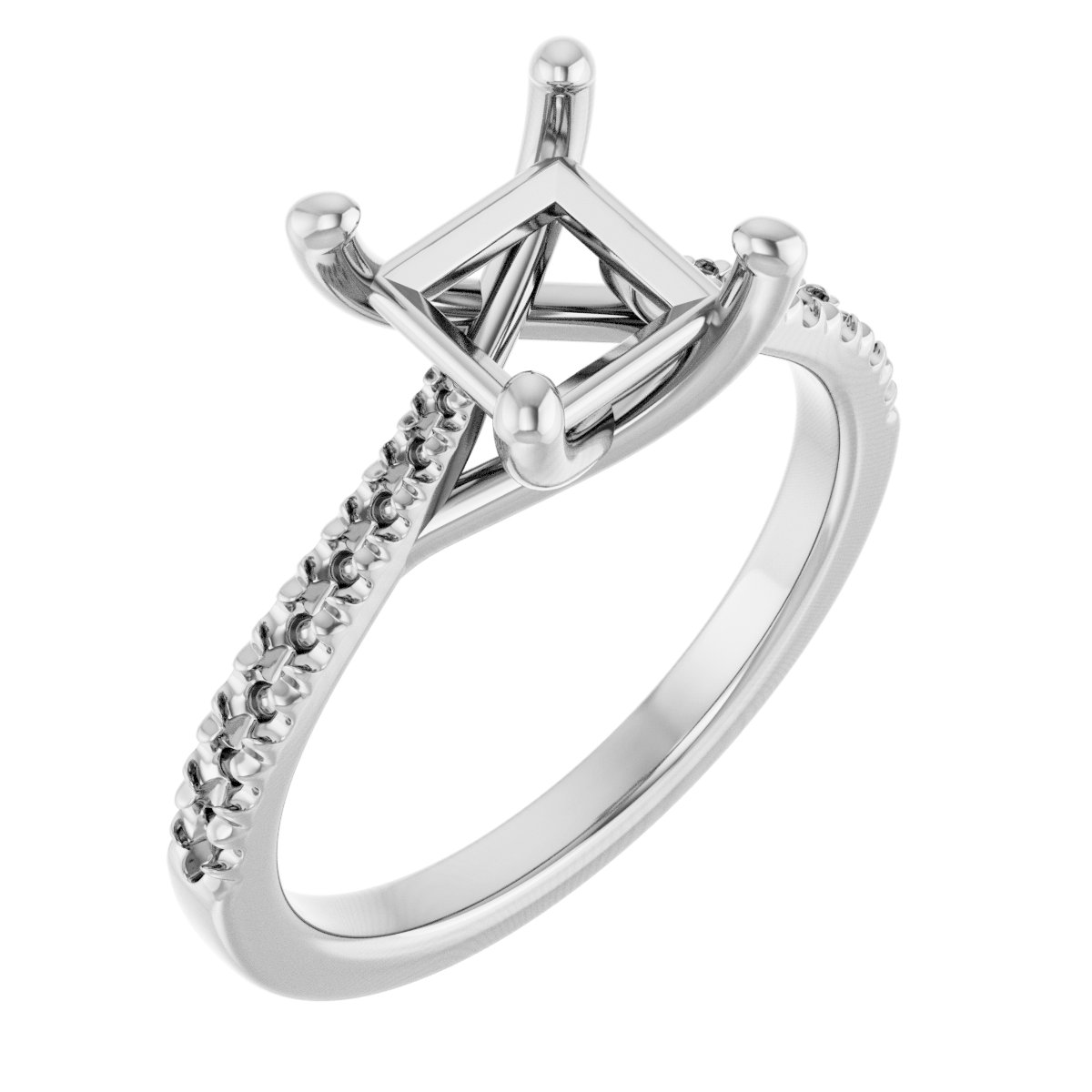 French-Set Accented Engagement Ring
