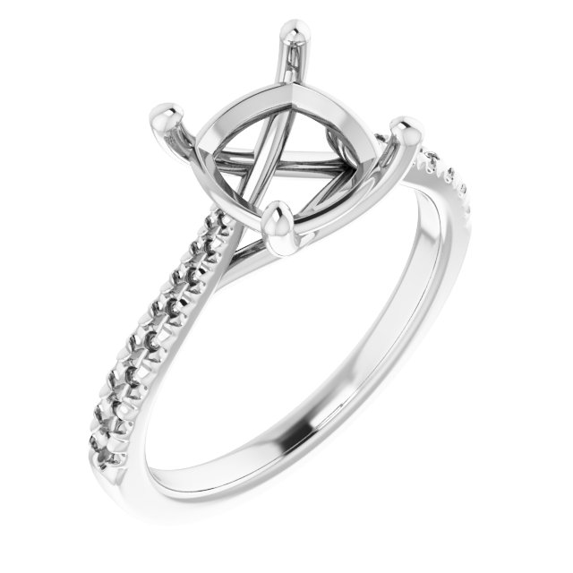 French-Set Accented Engagement Ring