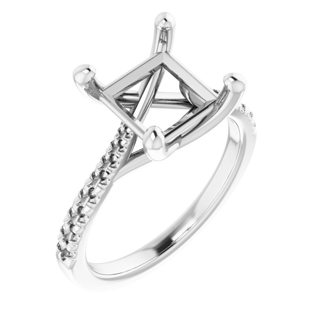 French-Set Accented Engagement Ring