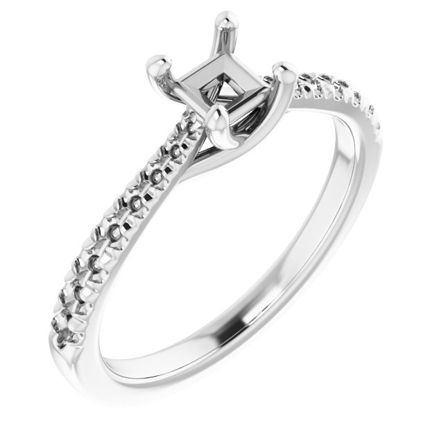French-Set Accented Engagement Ring