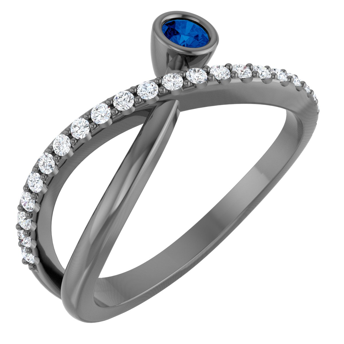 14K Yellow Natural Blue Sapphire & 1/5 CTW Natural Diamond Ring