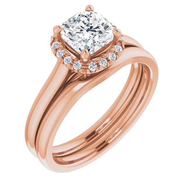 14 K Rose Gold Halo Engagement Ring - Image 6