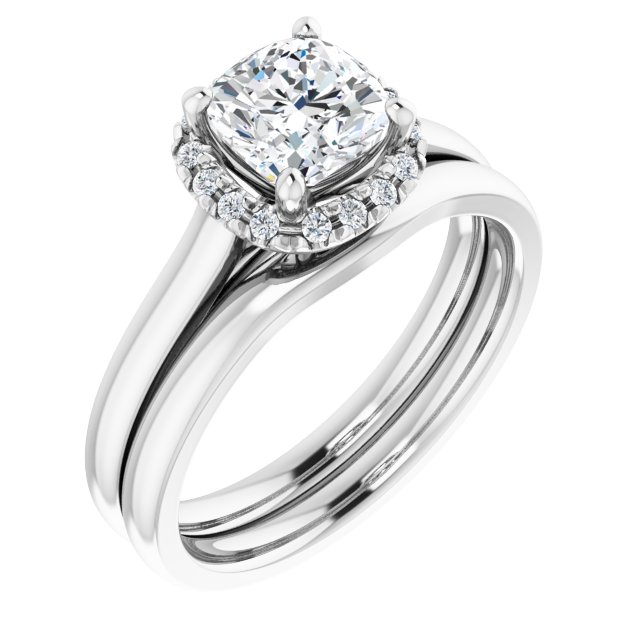 14 K White Gold Halo Engagement Ring - Image 6