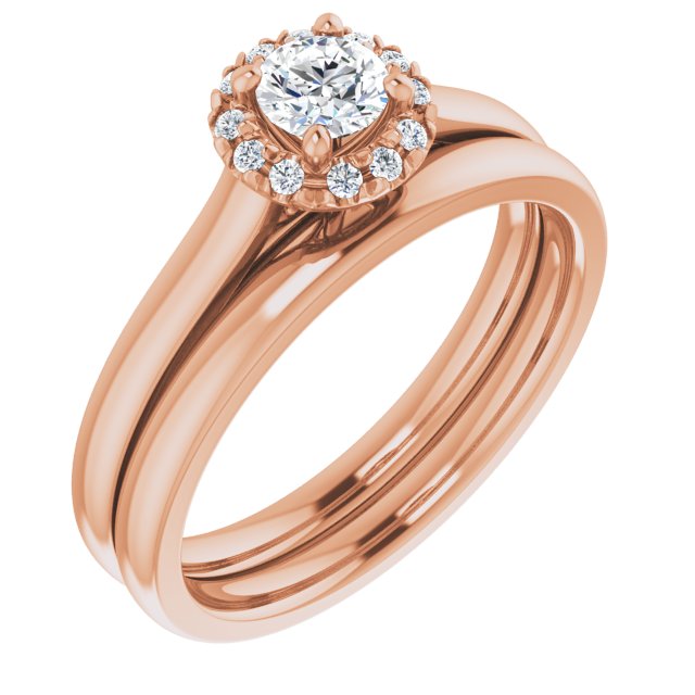 14 K Rose Gold Halo Engagement Ring - Image 6