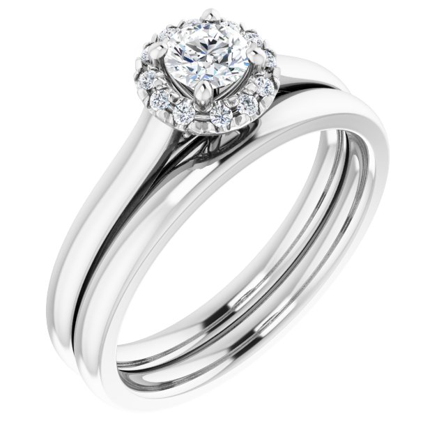 14 K White Gold Halo Engagement Ring - Image 6