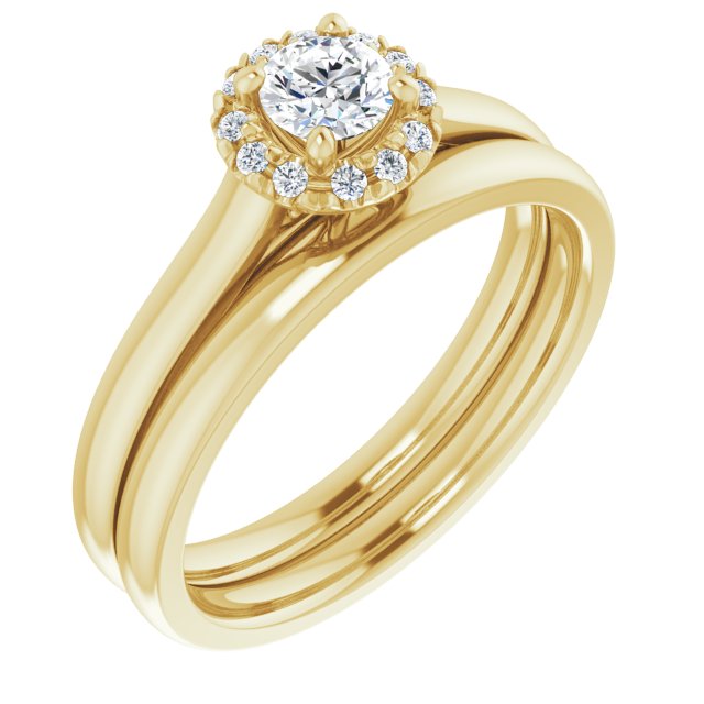 14 K Yellow Gold Halo Engagement Ring - Image 6