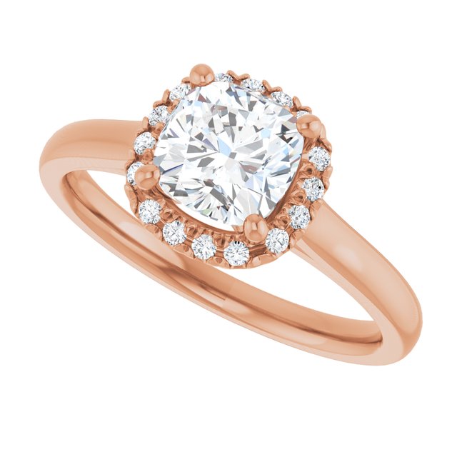 14 K Rose Gold Halo Engagement Ring - Image 5
