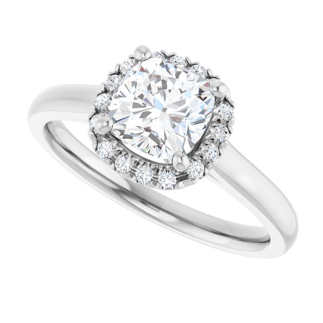 14 K White Gold Halo Engagement Ring - Image 5