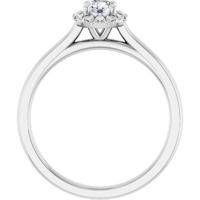 14 K White Gold Halo Engagement Ring - Image 2