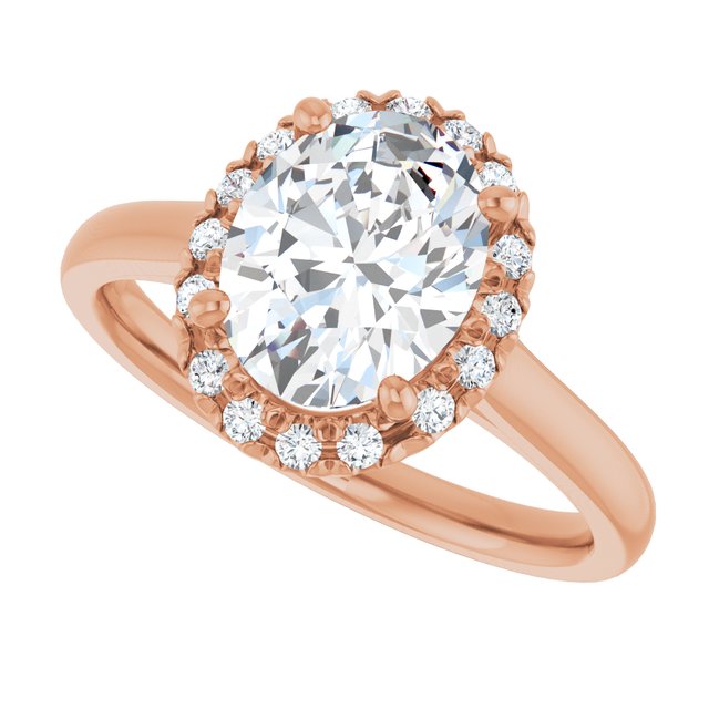 14 K Rose Gold Halo Engagement Ring - Image 5