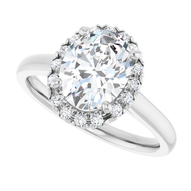 14 K White Gold Halo Engagement Ring - Image 5