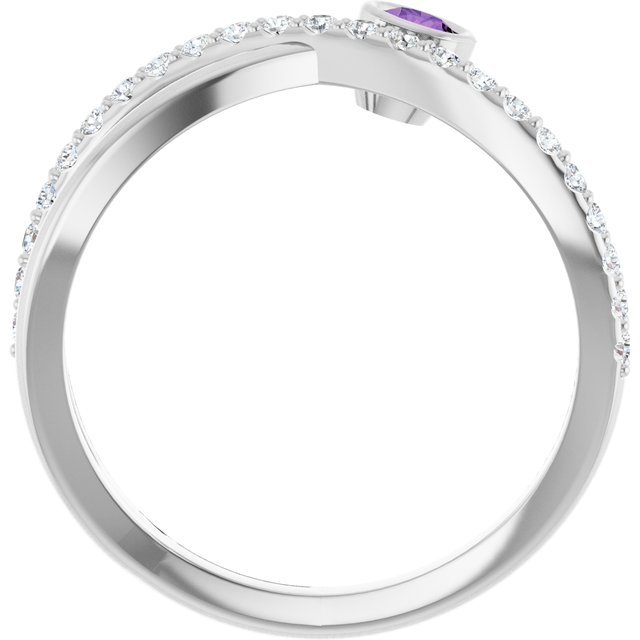 14K White Amethyst & 1/5 CTW Diamond Ring                