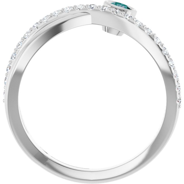 14K White Natural Alexandrite & 1/5 CTW Natural Diamond Ring