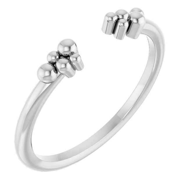 14K White Stackable Beaded Negative Space Ring