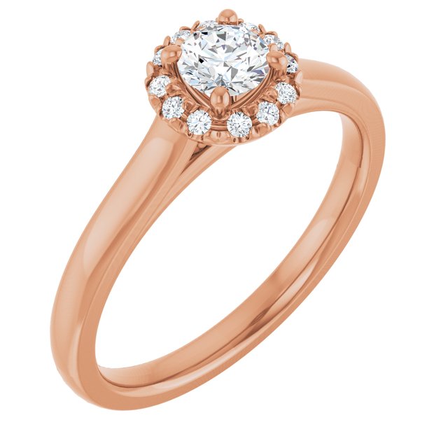 14 K Rose Gold Halo Engagement Ring