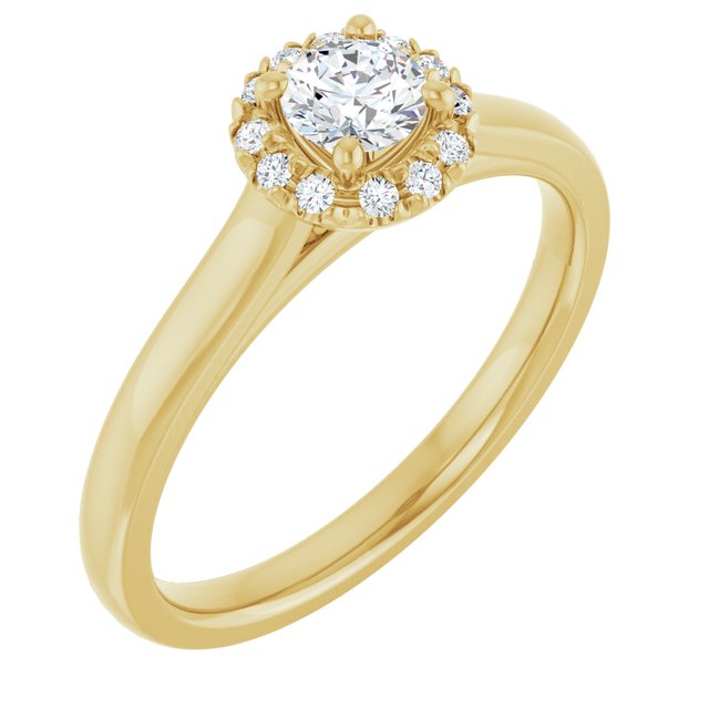 14 K Yellow Gold Halo Engagement Ring