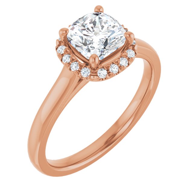 14 K Rose Gold Halo Engagement Ring