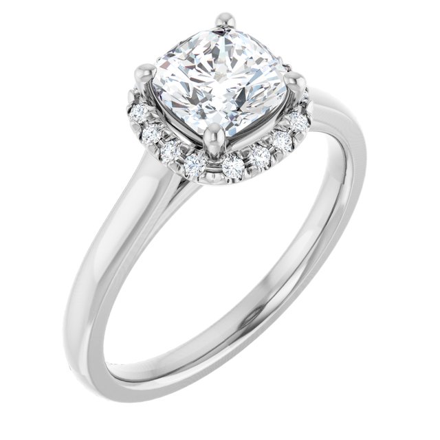 14 K White Gold Halo Engagement Ring