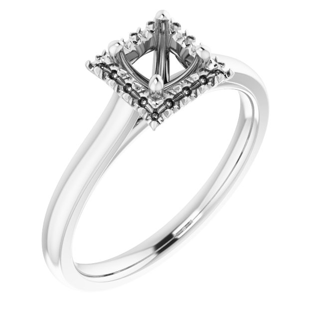 French-Set Halo-Style Engagement Ring