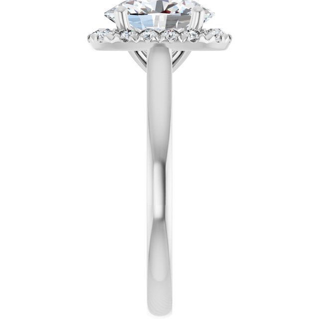14 K White Gold Halo Engagement Ring - Image 4