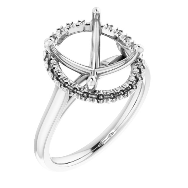 French-Set Halo-Style Engagement Ring
