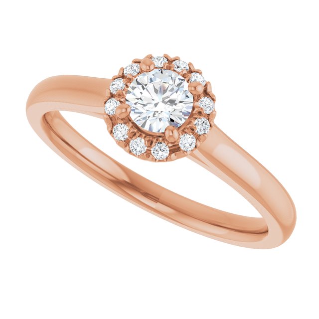 14 K Rose Gold Halo Engagement Ring - Image 5