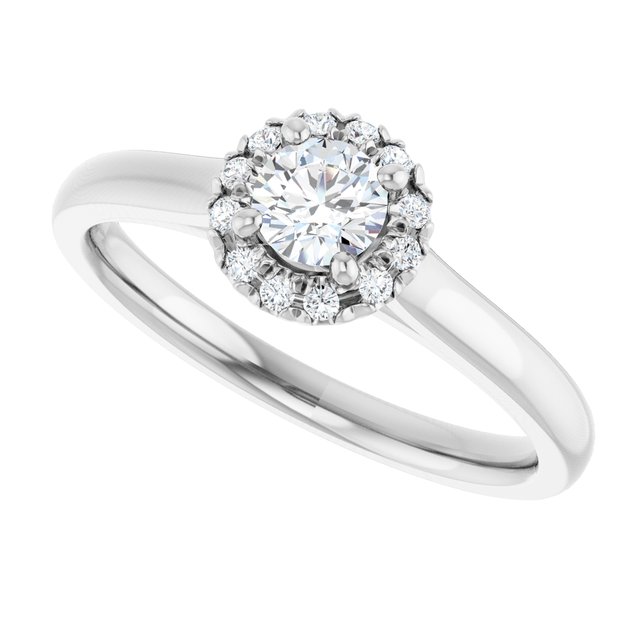 14 K White Gold Halo Engagement Ring - Image 5