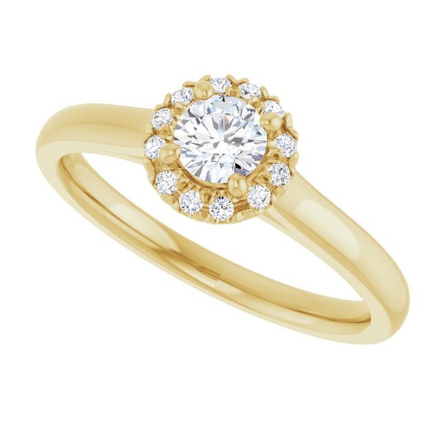 14 K Yellow Gold Halo Engagement Ring - Image 5