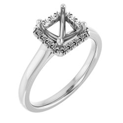 French-Set Halo-Style Engagement Ring 