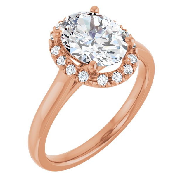 14 K Rose Gold Halo Engagement Ring