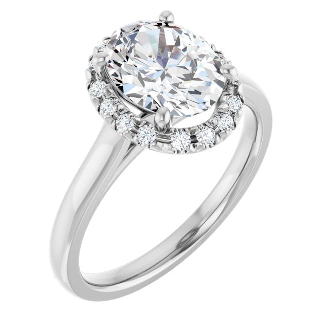 14 K White Gold Halo Engagement Ring