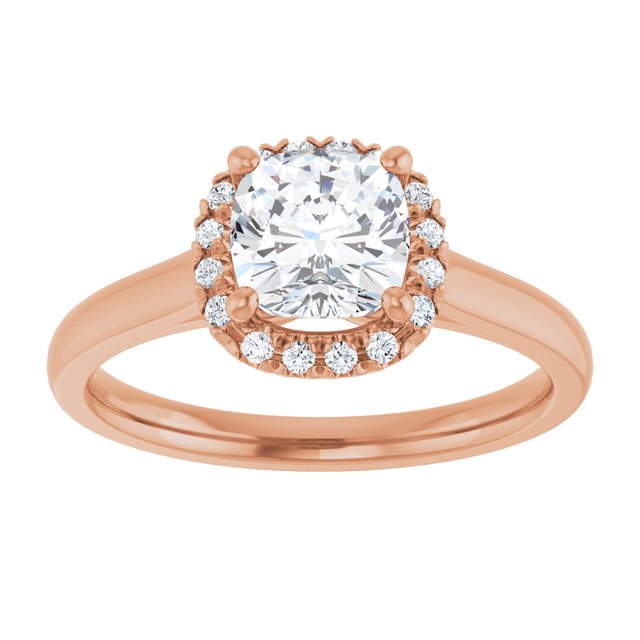 14 K Rose Gold Halo Engagement Ring - Image 3