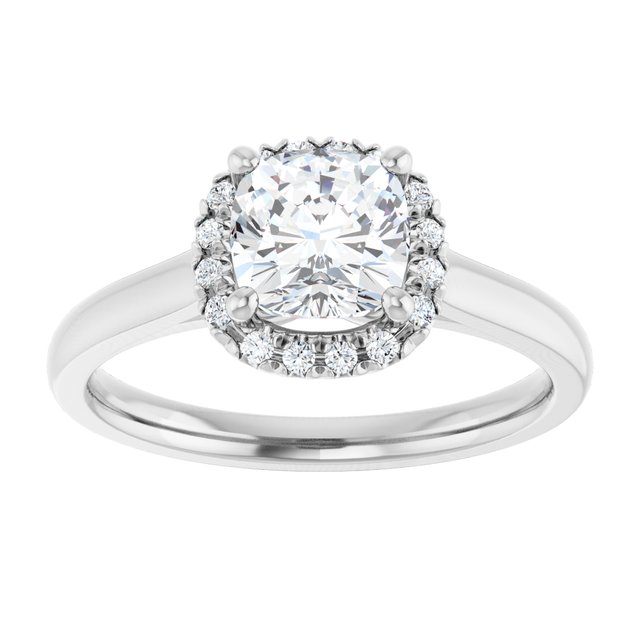 14 K White Gold Halo Engagement Ring - Image 3