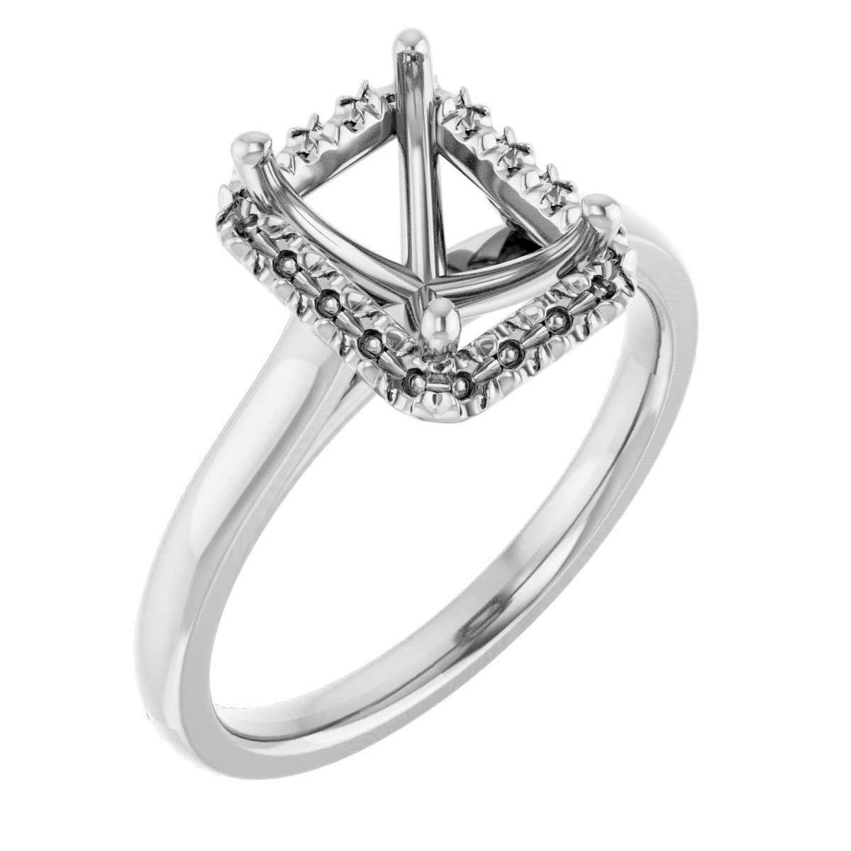French-Set Halo-Style Engagement Ring