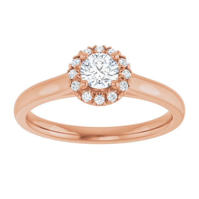 14 K Rose Gold Halo Engagement Ring - Image 3