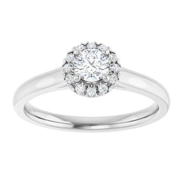14 K White Gold Halo Engagement Ring - Image 3