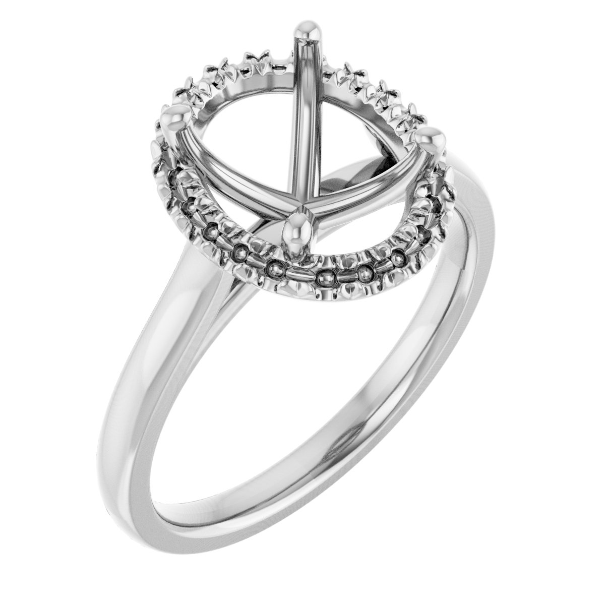 French-Set Halo-Style Engagement Ring