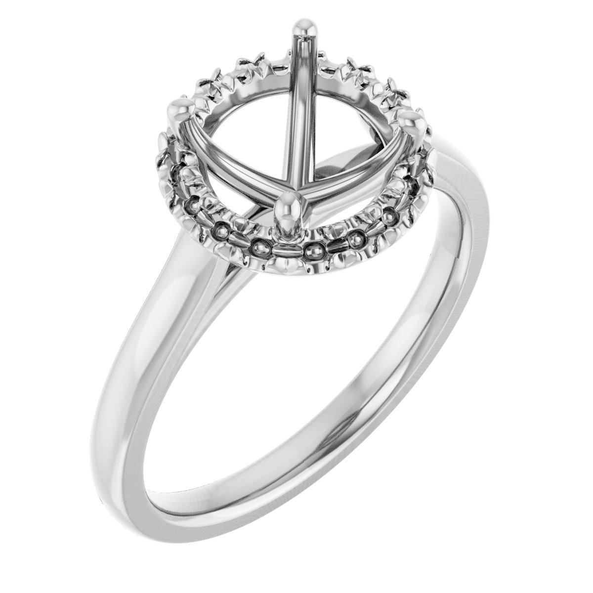 French-Set Halo-Style Engagement Ring