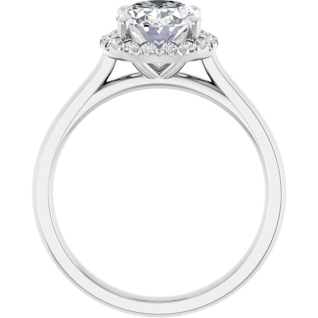 14 K White Gold Halo Engagement Ring - Image 2